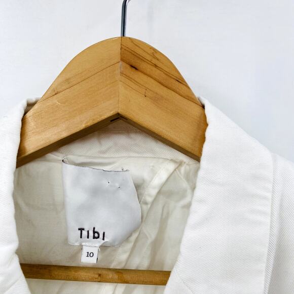 Tibi White Boxy Elbow Slit Blazer - Picture 3 of 5